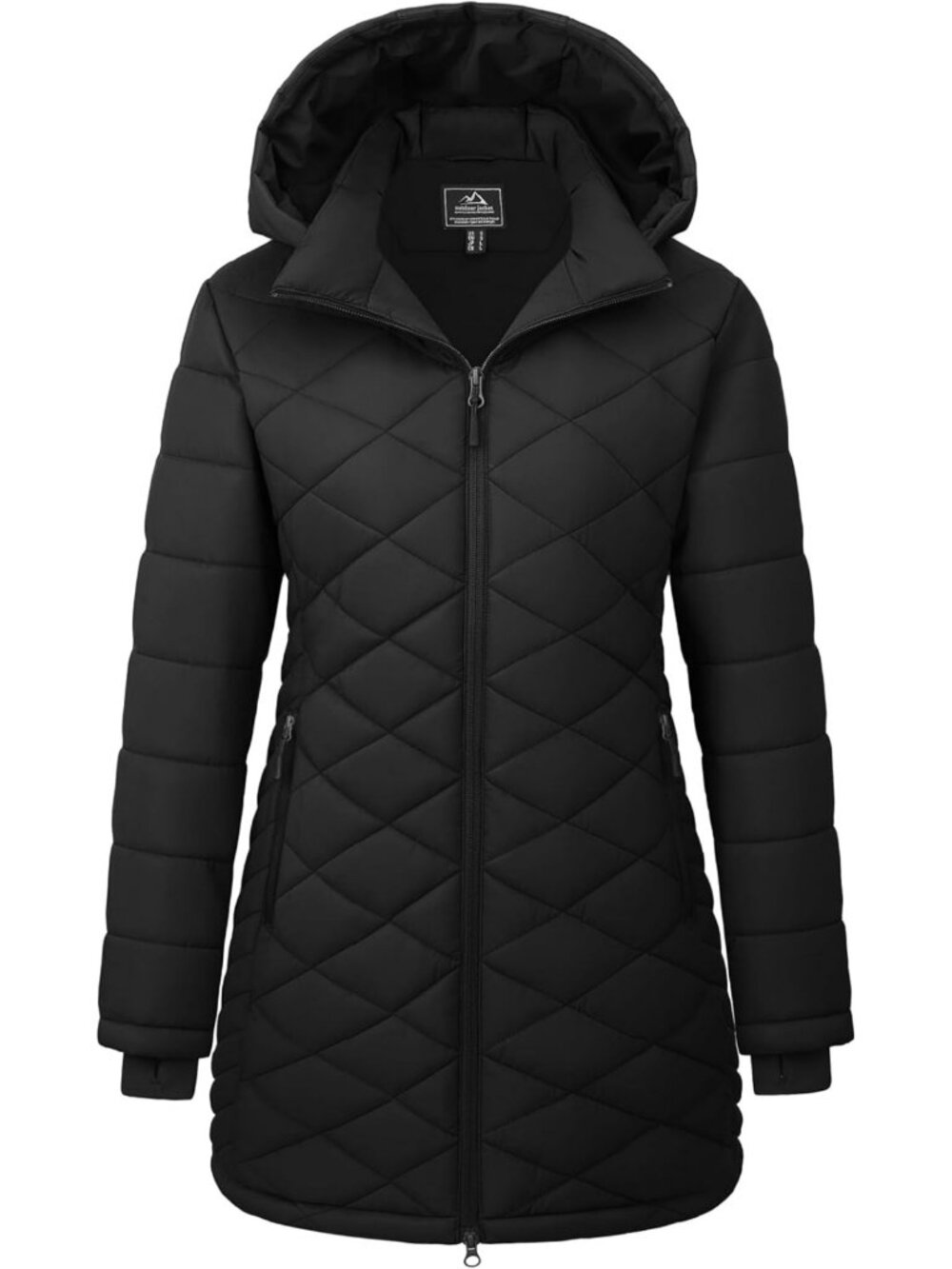 Lightweight Warm Insulated Long Winter Puffer Jacket with Hood - Waterproof